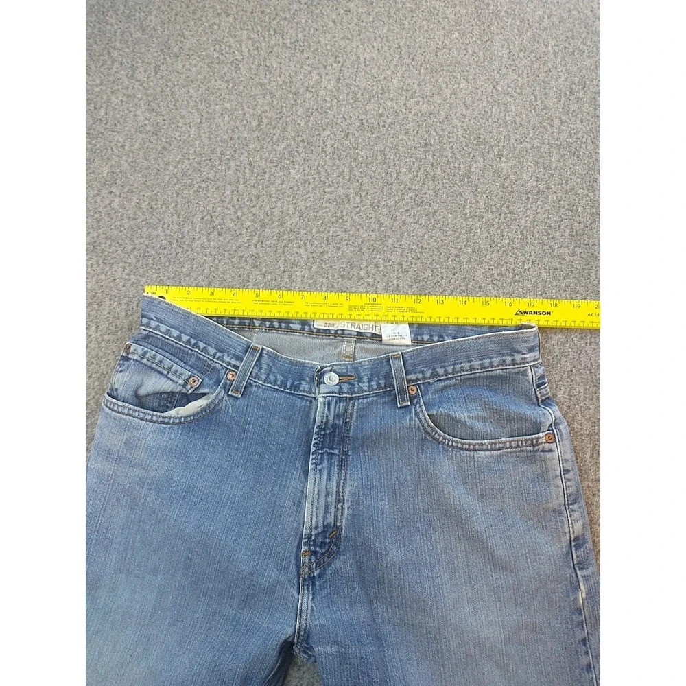 Levis 559 Relaxed Straight Jeans Mens 34x33 Light Wash Distressed Blue Denim